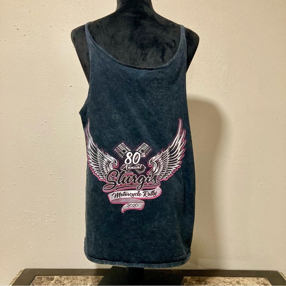 Women's Sturgis 80th 2020 Charcoal and Pink Graphic Tank Top Medium - Picture 5 of 10